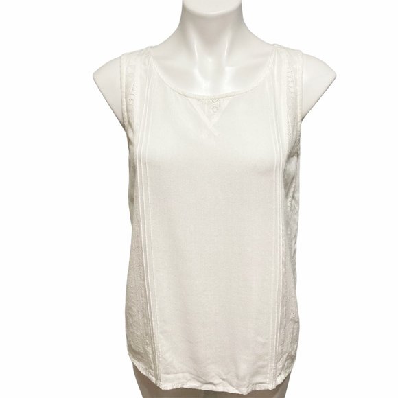 Mavi Medium Sleeveless Scoop Neck White Lace Tank Top - Picture 2 of 7